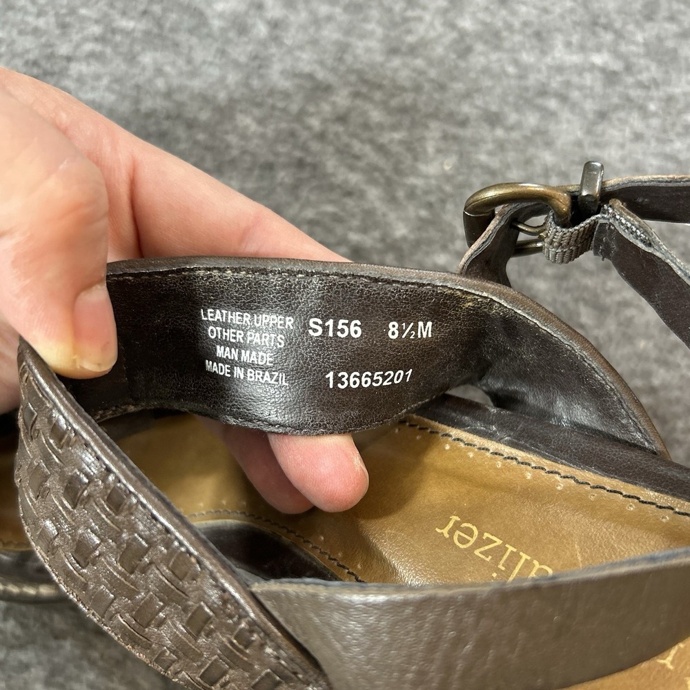 Naturalizer Brown Woven Leather Boho Slingback Heels Sandals Sz 8.5 - Picture 6 of 9